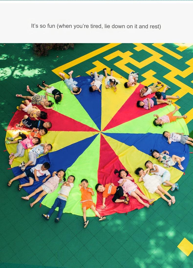 2M Diameter Outdoor Rainbow Umbrella Parachute Toy Jump-Sack Ballute Play Teamwork Game Toy For Kids Gift