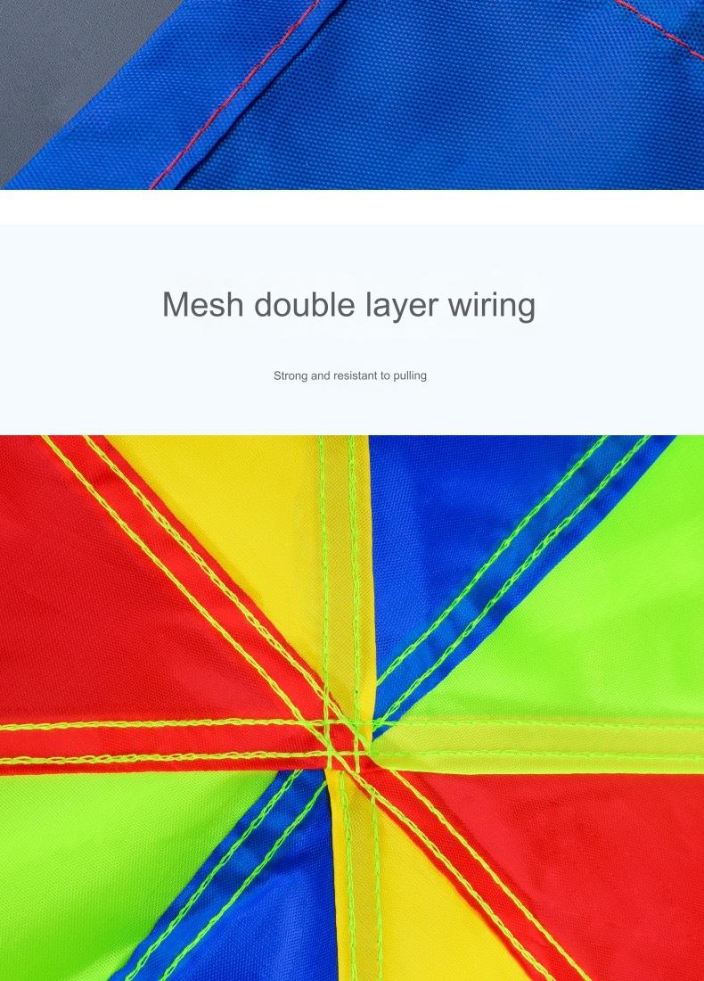 2M Diameter Outdoor Rainbow Umbrella Parachute Toy Jump-Sack Ballute Play Teamwork Game Toy For Kids Gift