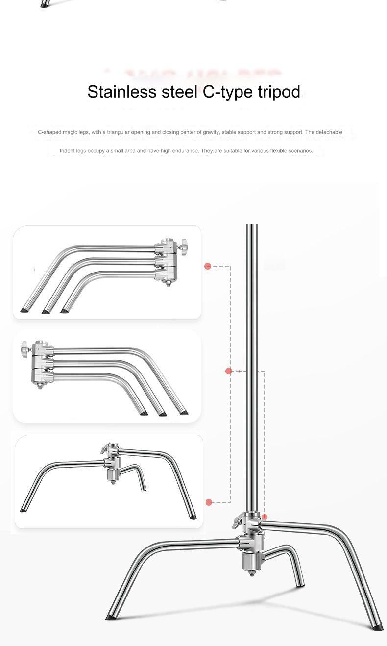 Stainless Steel C Stand Heavy Duty Photography Light Stand Adjustable Stand Photography Studio Monolight