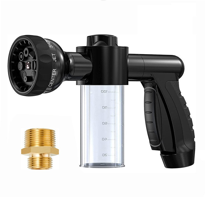 Portable Pressure Hose Nozzle Foam Gun 8 In 1 Jet Spray Gun Soap Dispenser Garden Watering Horse Dog Pet Animal Car Wash