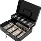 4GL Cash Box (30cm x 24cm x 9cm) Compartment Tray Lockable Security Metal Coin Tray Drawer