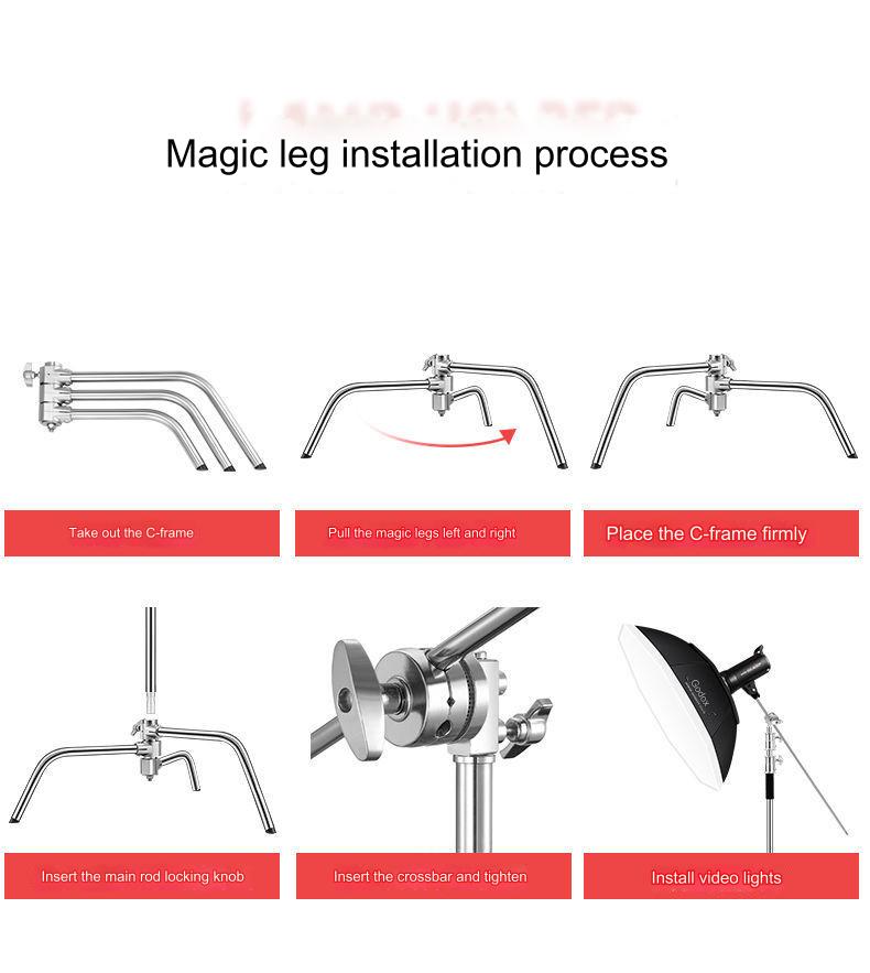 Stainless Steel C Stand Heavy Duty Photography Light Stand Adjustable Stand Photography Studio Monolight