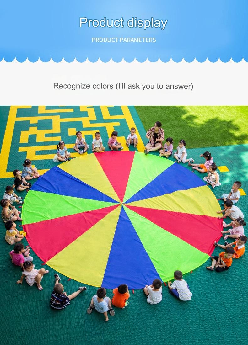 2M Diameter Outdoor Rainbow Umbrella Parachute Toy Jump-Sack Ballute Play Teamwork Game Toy For Kids Gift