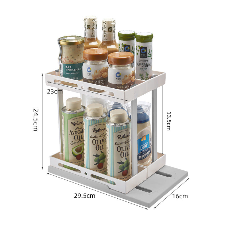Multifunctional Doublelayer Rotating Kitchen Spice Jar Storage Rack Organizer