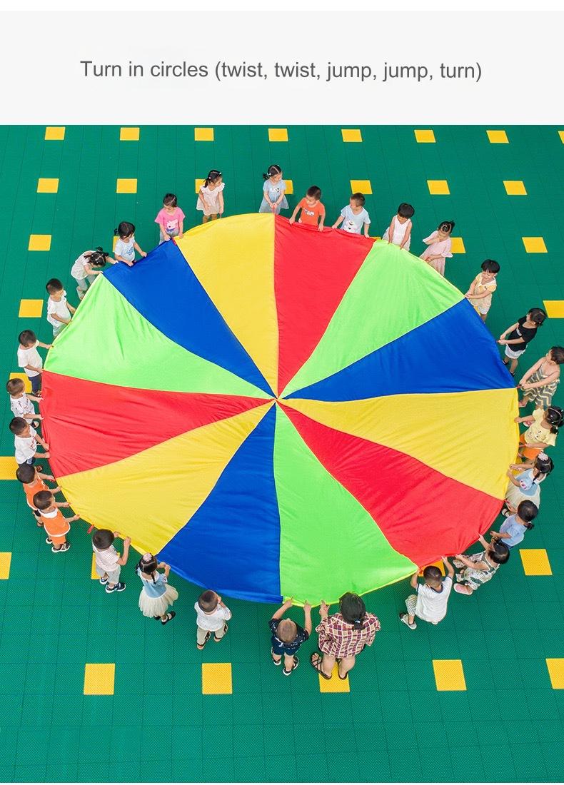 2M Diameter Outdoor Rainbow Umbrella Parachute Toy Jump-Sack Ballute Play Teamwork Game Toy For Kids Gift
