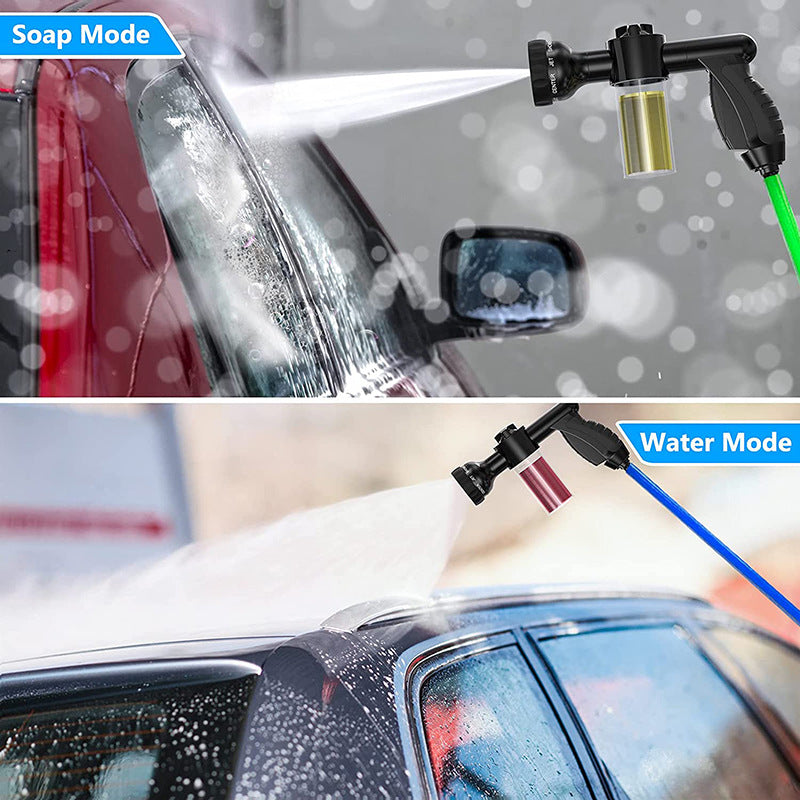 Portable Pressure Hose Nozzle Foam Gun 8 In 1 Jet Spray Gun Soap Dispenser Garden Watering Horse Dog Pet Animal Car Wash