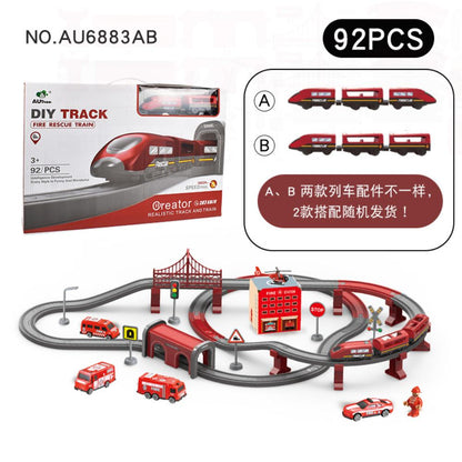 Train Set for Toddlers 92 Pcs Train Toys for Kids Ages 2-8 Electric Trains Set with Tracks (Magnetic Connection) railcar