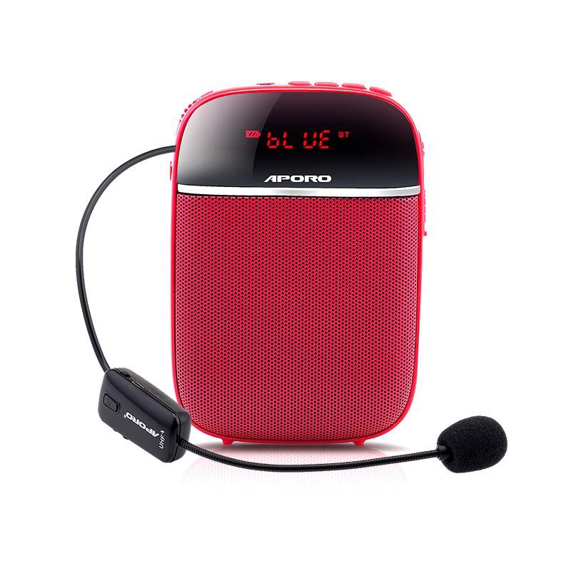 Aporo T2 Mini 10W Wireless Voice Amplifier Bluetooth Speaker with UHF Lapel Microphone Portable Teaching Loudspeaker No FM Gift for Teachers