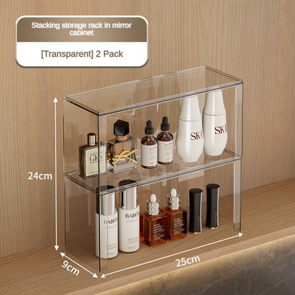 Stackable Mirror Cabinet Storage Box Acrylic Bathroom Washstand Lipstick Cosmetics Organizer Makeup storage box