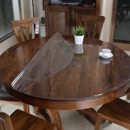 Transparent Round Table Cover PVC Waterproof Table Protector Clear Plastic Round Table Mat Anti-Slip Heat Resistant Desk Cover for Dining Table