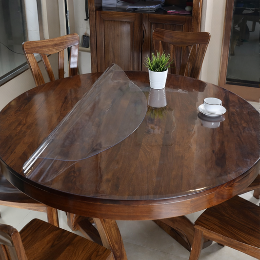Transparent Round Table Cover PVC Waterproof Table Protector Clear Plastic Round Table Mat Anti-Slip Heat Resistant Desk Cover for Dining Table