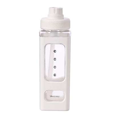 Korean Square Bear Water Bottle Large Capacity Bottle Student Portable Bottle With Straw Plastic Water Bottle BPA Free