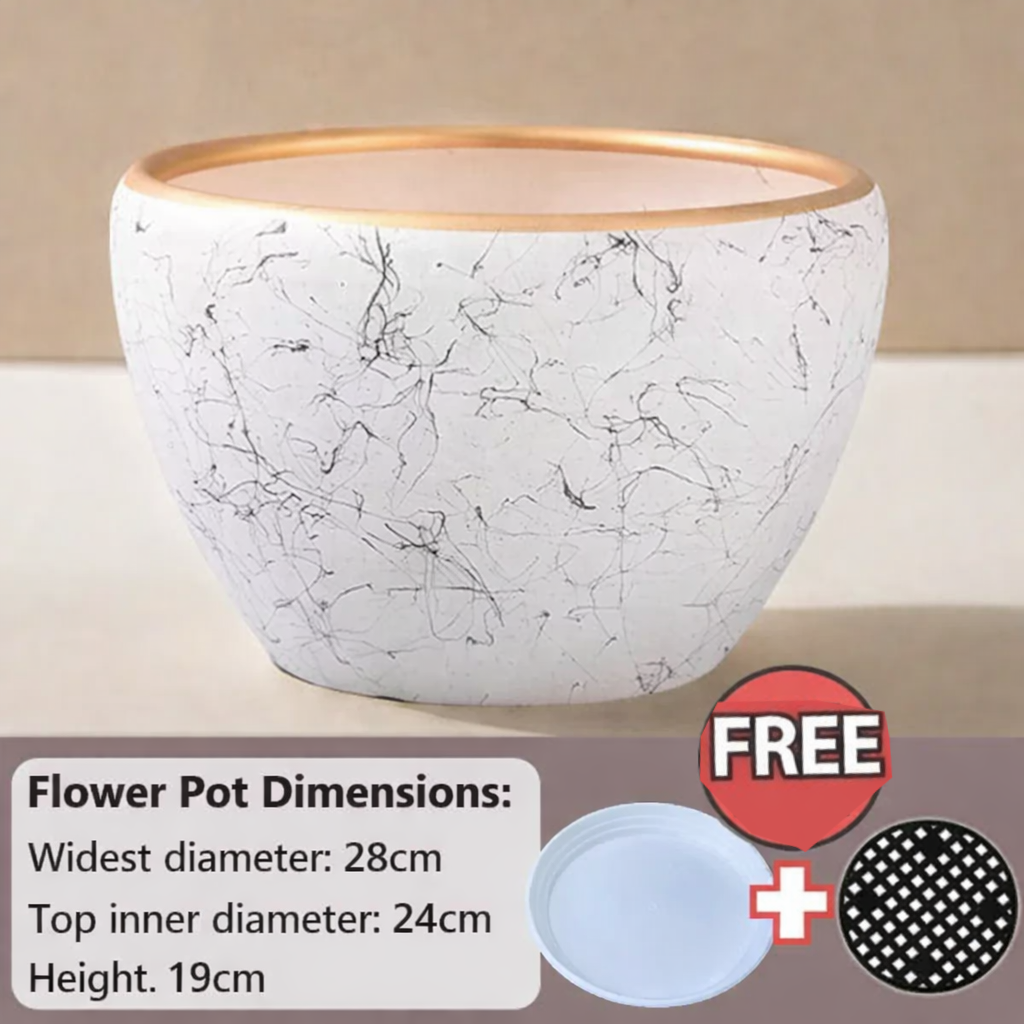 Extra Large Nordic Ceramic Flower Pot Light Luxury Planter for Living Room Fortune Tree Green Plants Extra Wide Diameter High-End Home Decor Vase