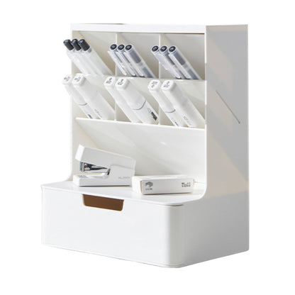 Oblique Pen Holder Large Capacity Stationery Storage Box Desktop Shelf Desk Drawer Pen Holder Marker Pen Organizer