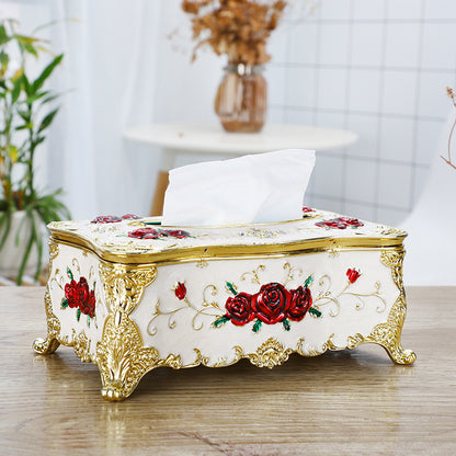 European Rose Acrylic Paper Box Living Room Coffee Table Restaurant Car Plastic Tissue Box