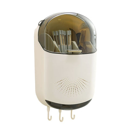 Multipurpose Cutlery Storage Box With Cover Lid On the Wall Storage Box Flatware Kitchen Household Utensil Dust Proof Chopstick Holder Chopsticks Spoon Fork Cover Containers