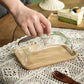 Cake Stand with Glass Cover Dust Display Holder Multifunctional Fruit Plate Transparent Wood Serving Tray for Pastries