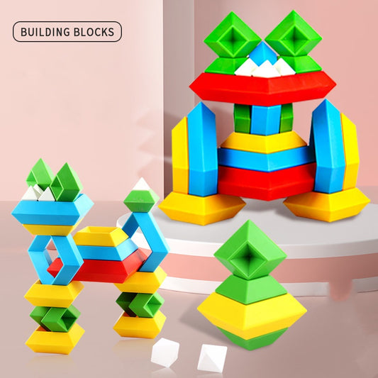 30 Pcs Pyramid Building Blocks Set Montessori Construction Toy Reusable Stacking Educational Toys