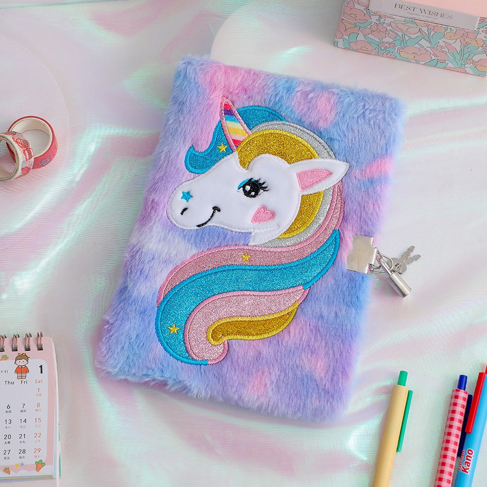 Notebook Feather Book Unicorn Character Cute Unicorn Planner Book Children's Student Diary With Lock