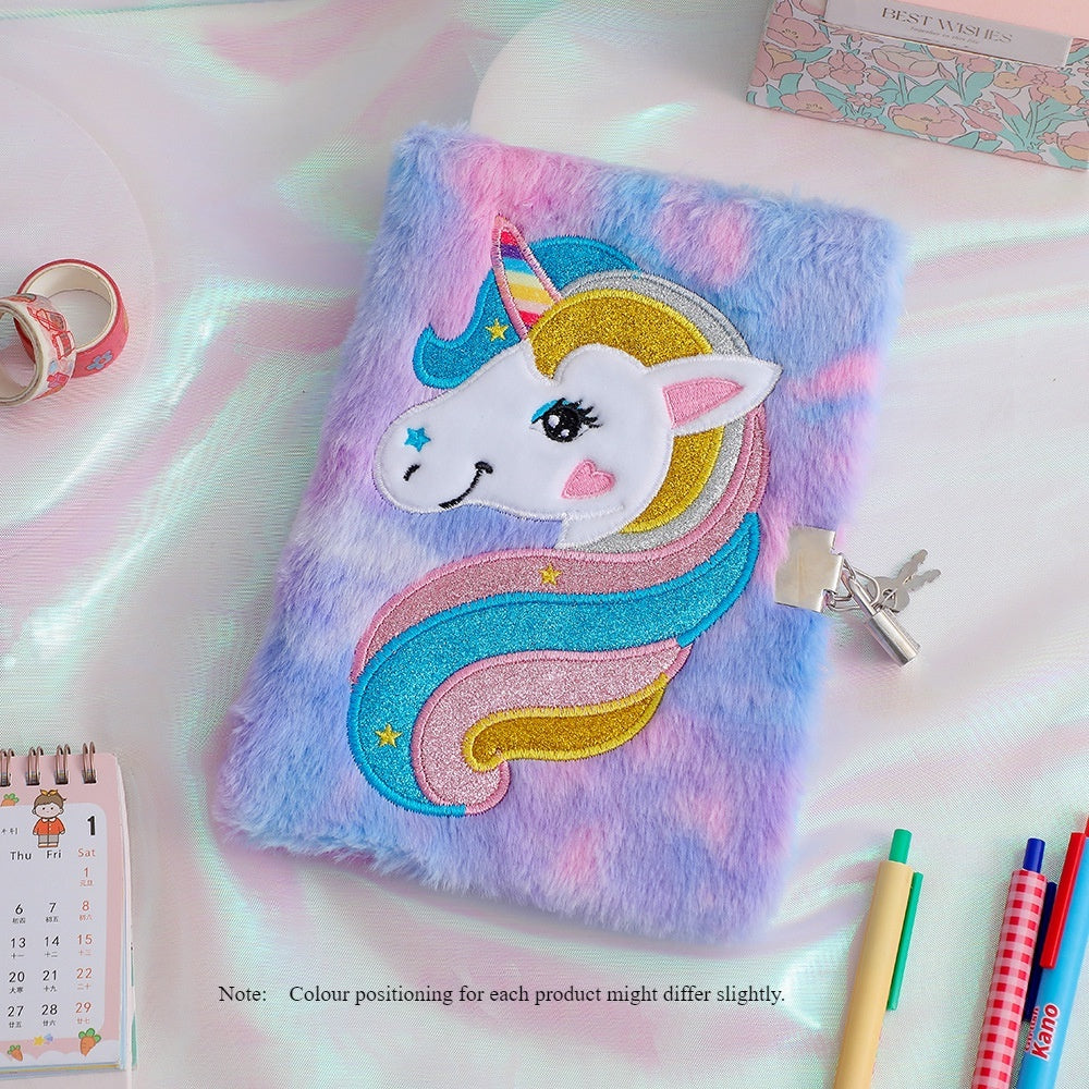 Notebook Feather Book Unicorn Character Cute Unicorn Planner Book Children's Student Diary With Lock