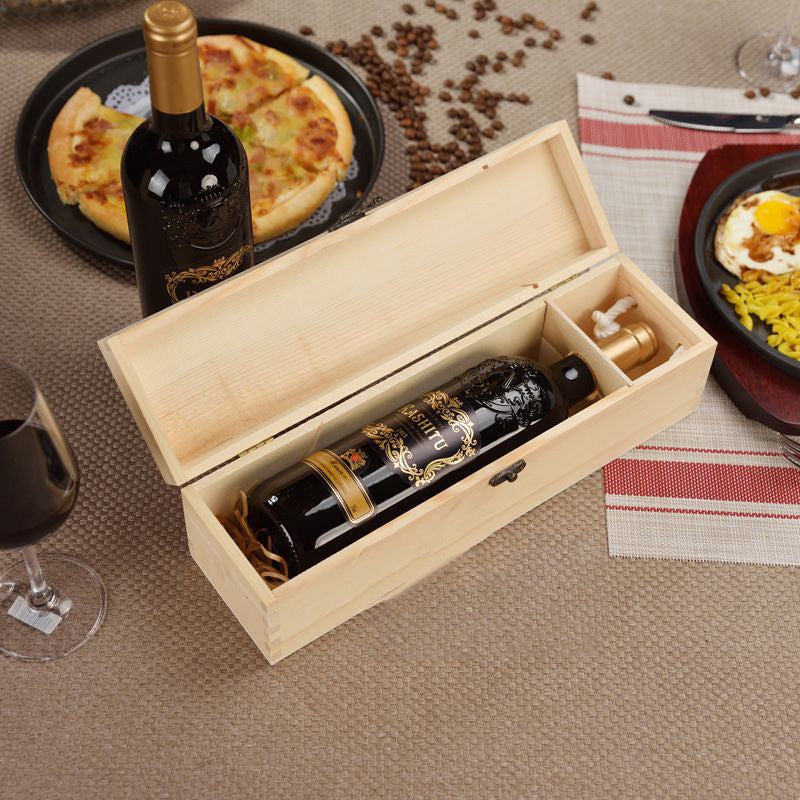 Single Bottle Wood Wine Box Carrier Crate Case Best Gift Decor