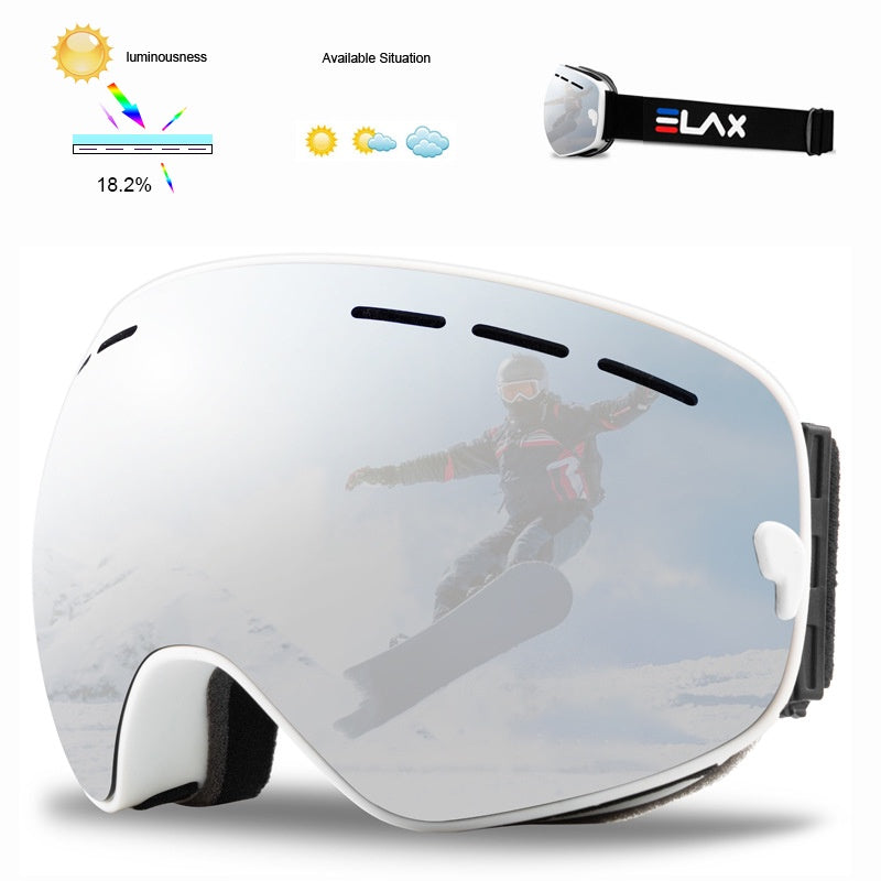 ELAX Double Layer Anti-fog Ski Goggles Outdoor Sports Comma Ski Goggles Large Spherical Mountaineering Goggles