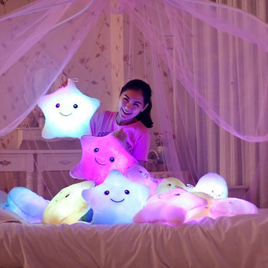 Creative Toy Luminous Pillow Soft Stuffed Plush Glowing Colorful Stars Cushion Led Light Toys