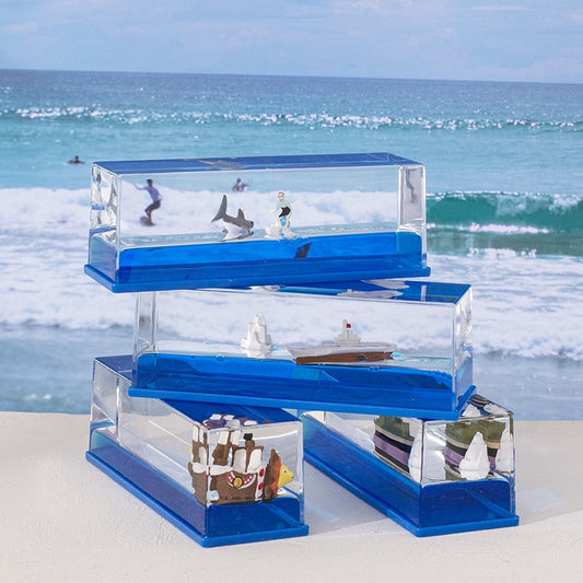 One Piece Thousand Sunny Ship Fluid Figure Liquid Drift Bottl Creative Ship Sea Hourglass Healing Decompression Model