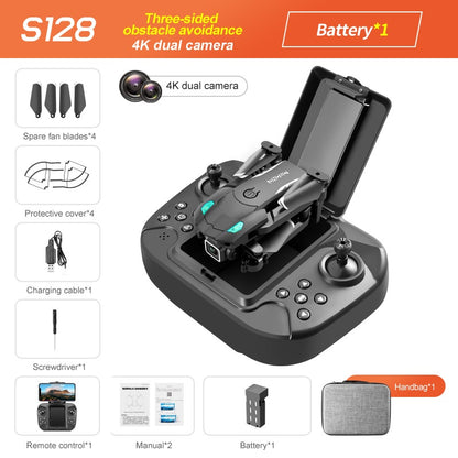 S128  Mini Drone 4K HD Camera Three-sided Obstacle Avoidance Air Pressure Fixed Height Professional Foldable