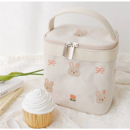 Insulated Lunch Box Outdoor Travel Portable Camping Picnic Bag Canvas Cartoon Embroidery Food Cooler Thermal Bag Women