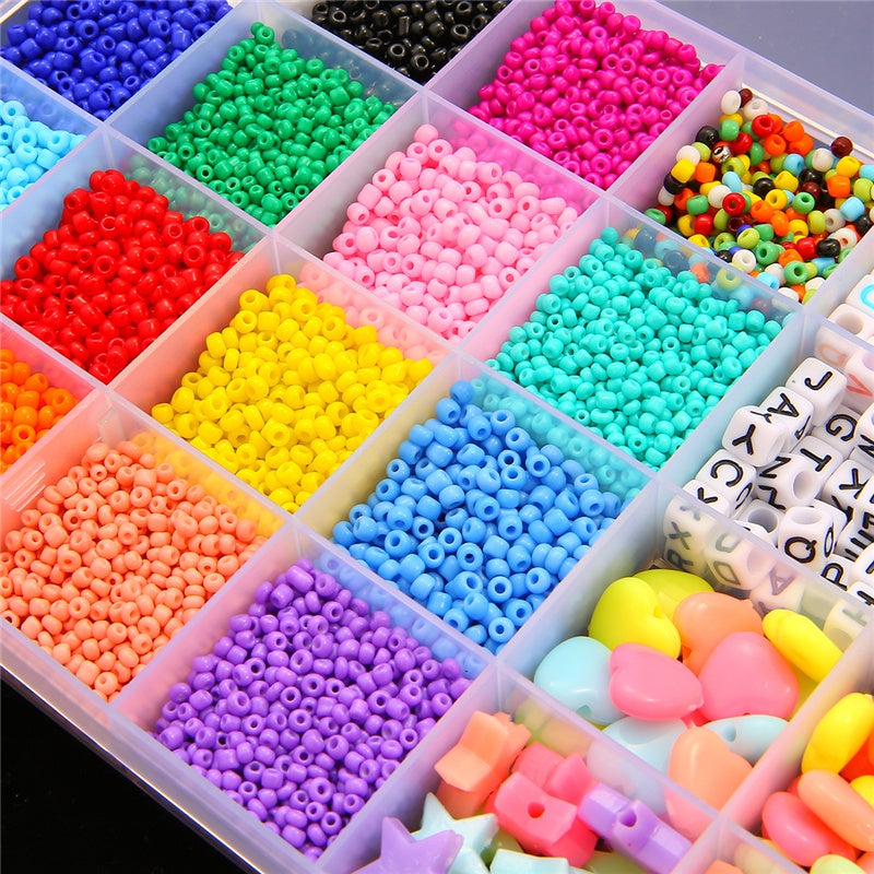 8000pcs/Box Mixed Glass Seed Beads Alphabet Letter Heart Star Shape Beads Kit For Bracelet Necklace Making DIY Jewelry