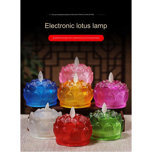 LED Lotus Lamp Seven Color AA Battery Power lotus lamp Buddha front lamp led Buddha