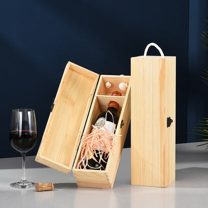 Single Bottle Wood Wine Box Carrier Crate Case Best Gift Decor