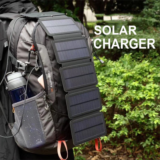 Portable Solar Charger 5 Folding USB Solar Panel Battery Charger for Outdoor Hiking