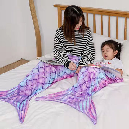 Flannel Mermaid Blanket Sleeping Blanket For Adult Children Universal Mermaid Tail