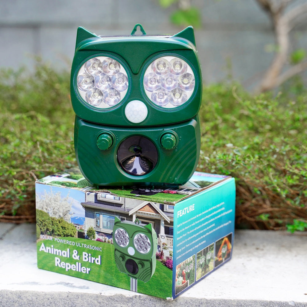 Bird Repeller Solar Ultrasonic Animal Dog Repellent Rat Cat Pigeon Deterrent