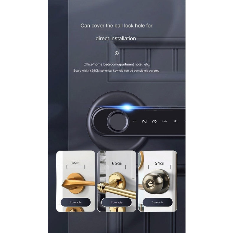 Smart Door Lock Remote Unlock Fingerprint Handle Lock HDB Password Door Lock Smart Door Knob Lock Apartment Bedroom