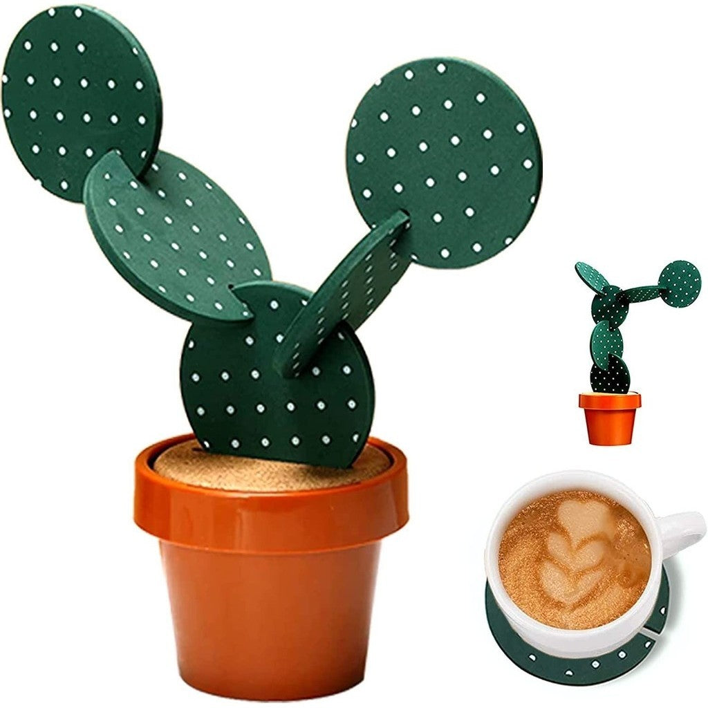 DIY Cactus Potted Coaster Table Decoration Novelty Insulation EVA Cup Mats