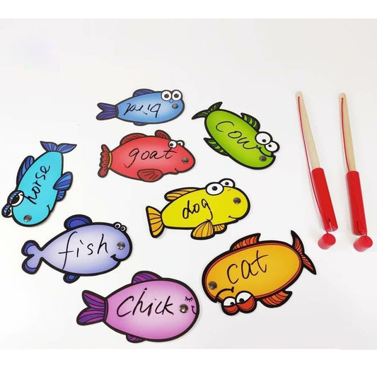 Erasable fishing teaching aid group fish teaching aid magnetic fishing board game magnet Aids Fun Spelling Matching Game
