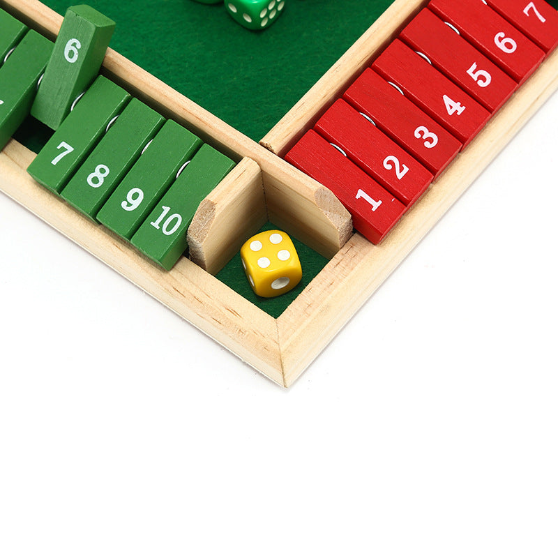 4-Sided 1-10 Numbers Shut the Box Dice Board Game For Drinking Party Family Kids Adults Toys Recreation Toy