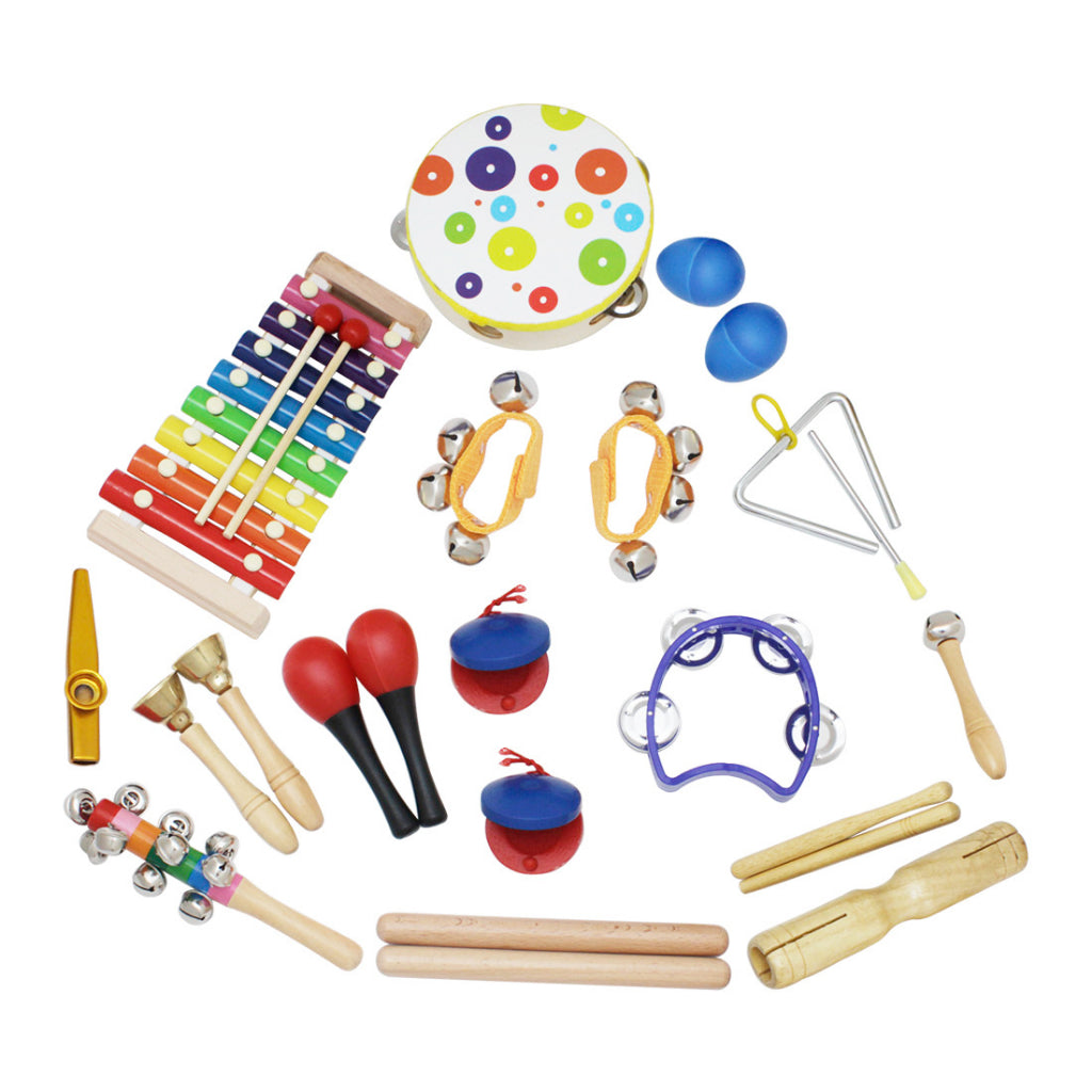 19 Pcs Kids Percussion Instrument Set Early Education Wooden Musical Teaching Suit