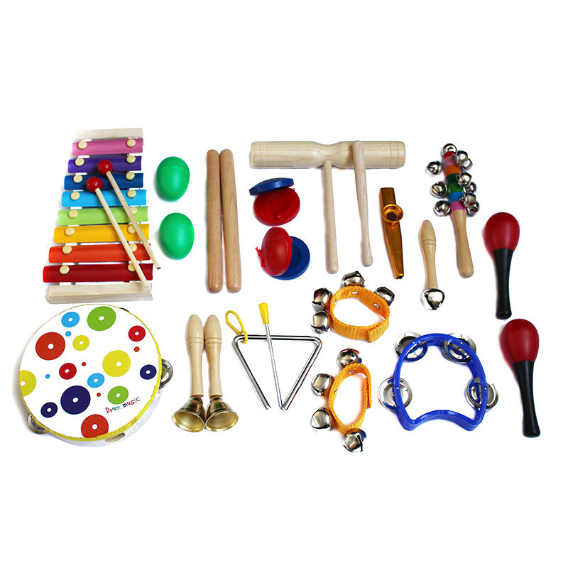 19 Pcs Kids Percussion Instrument Set Early Education Wooden Musical Teaching Suit