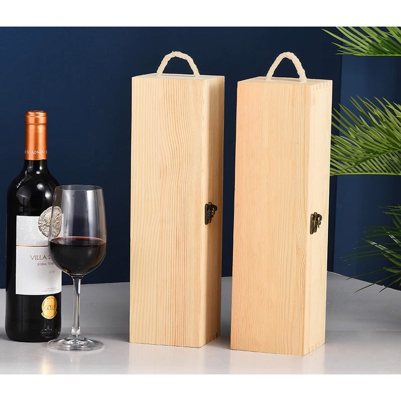 Single Bottle Wood Wine Box Carrier Crate Case Best Gift Decor