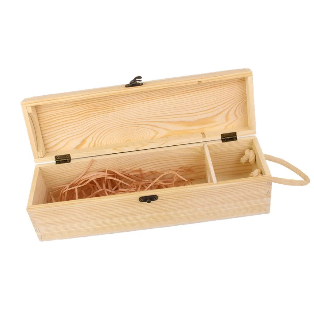 Single Bottle Wood Wine Box Carrier Crate Case Best Gift Decor