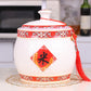 ceramic rice jar household kitchen with lid rice bucket sealed jar storage jar moisture-proof and insect-proof rice jar