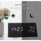 Wooden LED Alarm Clock Voice Control Humidity Temperature Display Digital Clock Home Electronic Thermometer Modern Bed