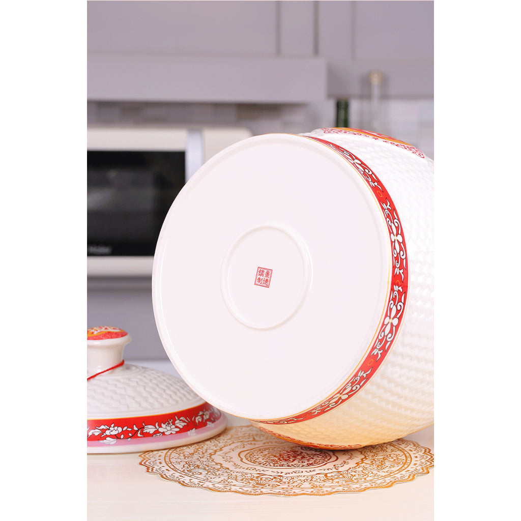 ceramic rice jar household kitchen with lid rice bucket sealed jar storage jar moisture-proof and insect-proof rice jar