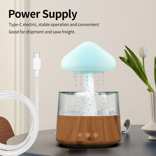 Raindrop Humidifier Essential Oil Night Light Humidifier Rain Humidifier Fog Generator for Bedroom Bedside