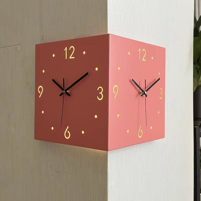 Ins Wind Corner Clock Double-Sided Wall Clock Living Room Creative Simple Modern Two-Sided Wall Clock Free Hole Fashion