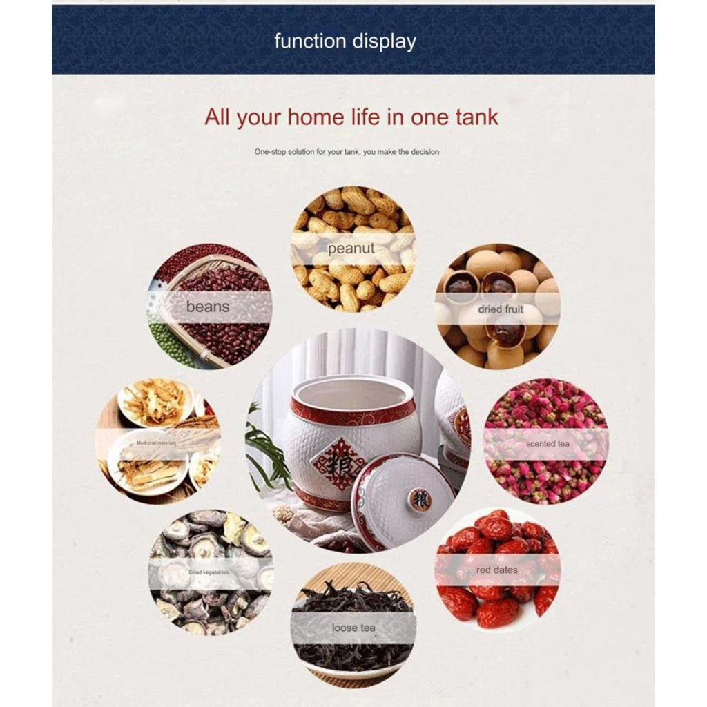 ceramic rice jar household kitchen with lid rice bucket sealed jar storage jar moisture-proof and insect-proof rice jar